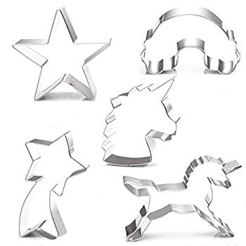 Unicorn,Unicorn Head,Rainbow,Shooting Star and Star,Stainless Steel Cookie Molds for Kitchen Handmade Biscuit Baking Tools 5 Pcs Jasonsy Unicorn Cookie Cutters Set